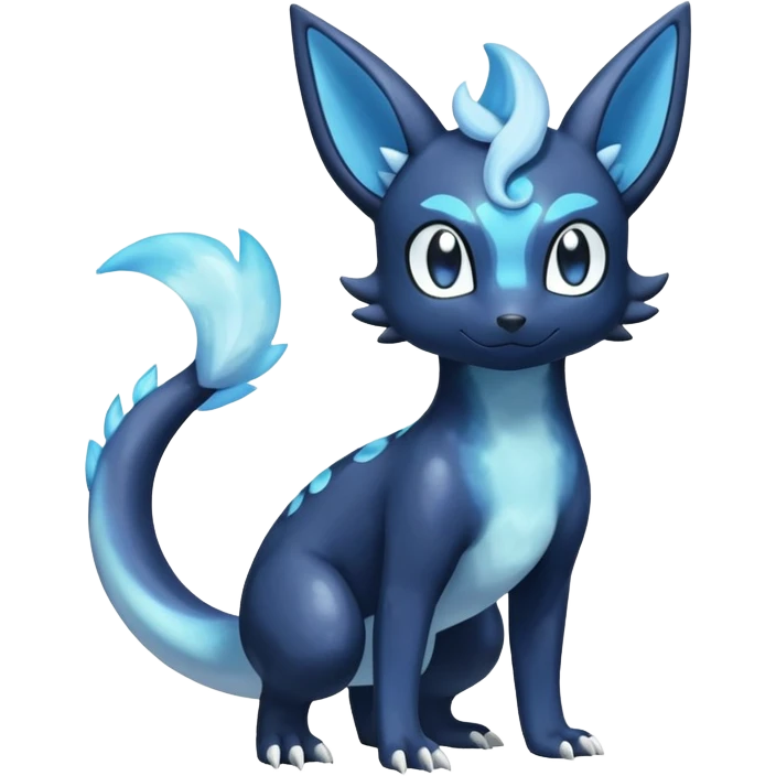 Shiny icy iridescent Pastel Nebulae Salandit-Meowstic-Umbreon-Fakémon-hybrid-creature (full body)  emoji