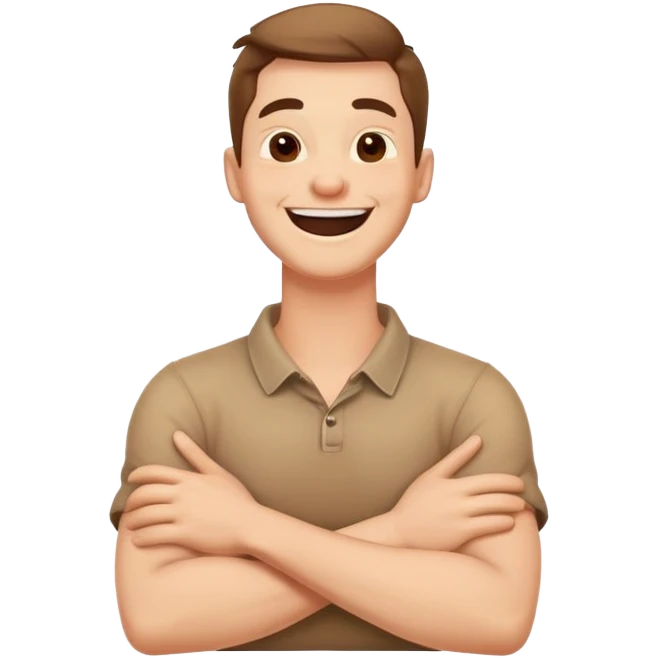 arms crossed holding neck laughing guy emoji