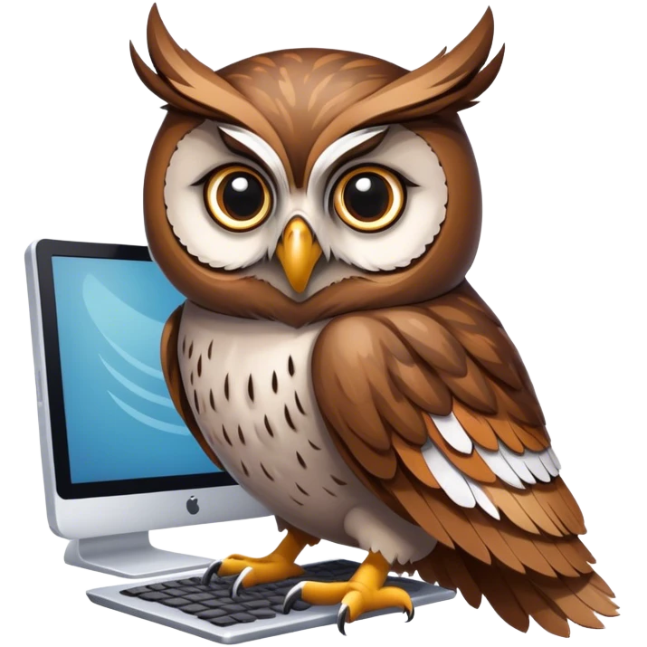 Owl sitting at computer  emoji