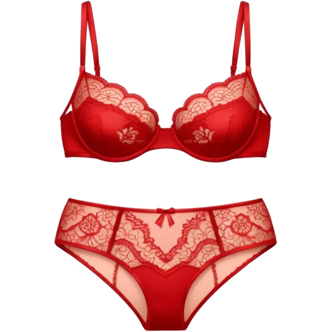 Red lacy bra and panties emoji