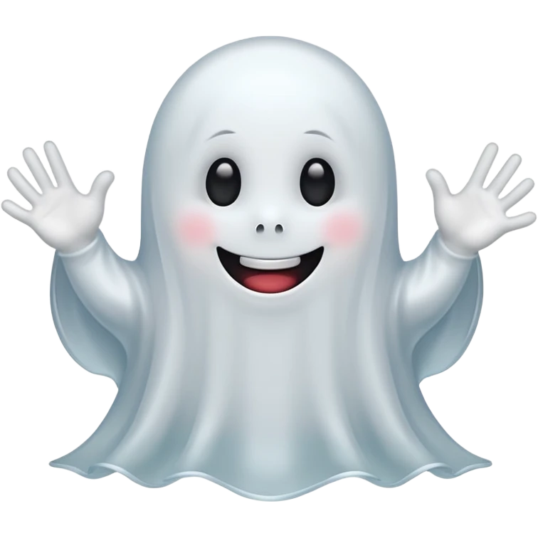 little cute ghost saying hello emoji