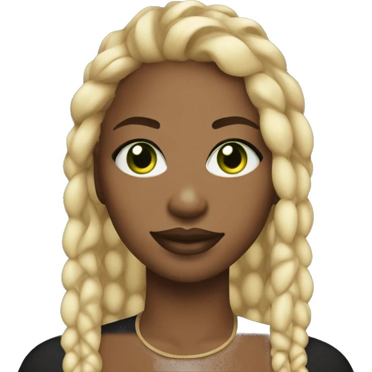 black woman blonde cornrows green almond eyes full lips emoji