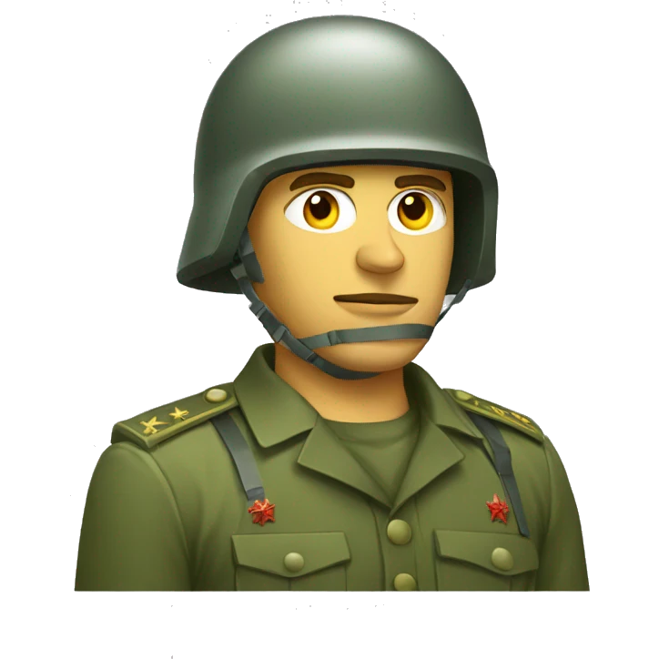 ussr soldier serious with military helmet emoji
