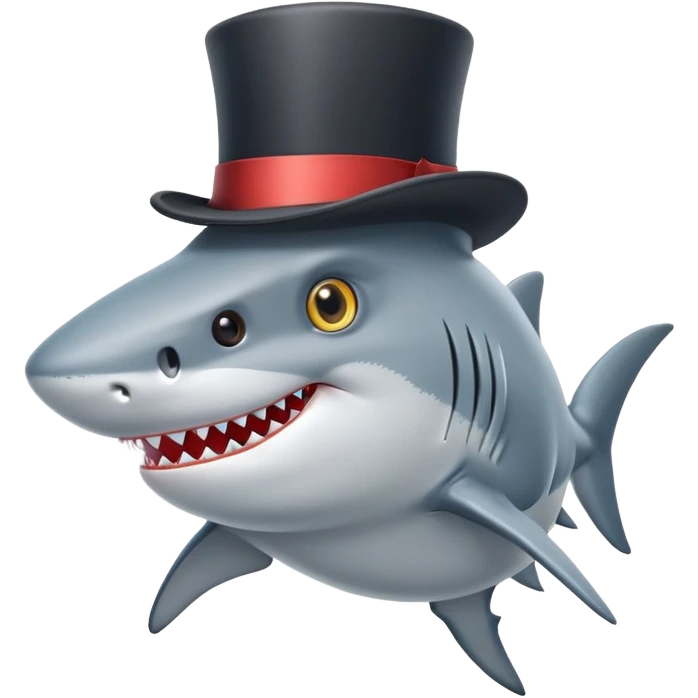 Shark with a top hat emoji