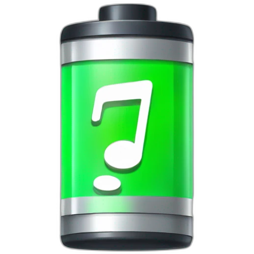 battery icon with charging symbol as a musical note emoji