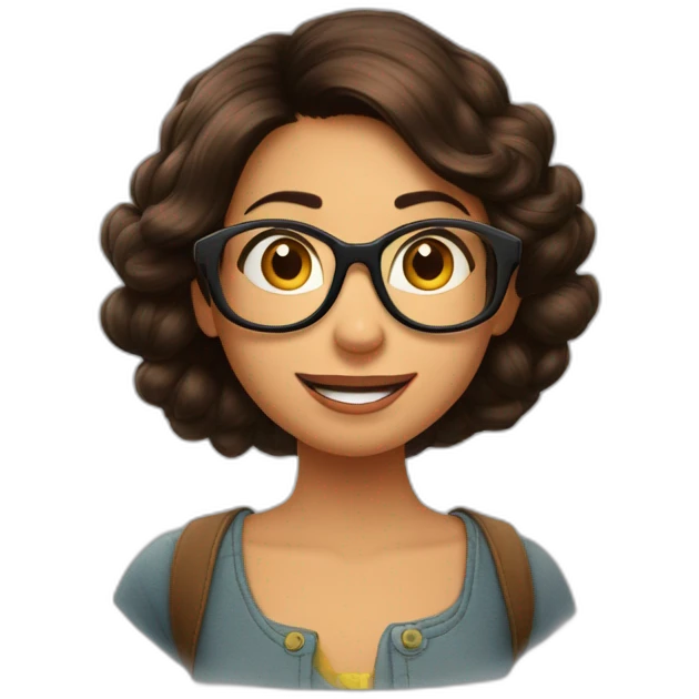 Póster Disney Pixar mujer morena pelo largo liso marrón con lentes emoji