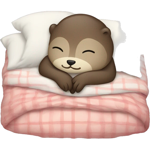 Sleepy Otter with pijama tucked in bed emoji