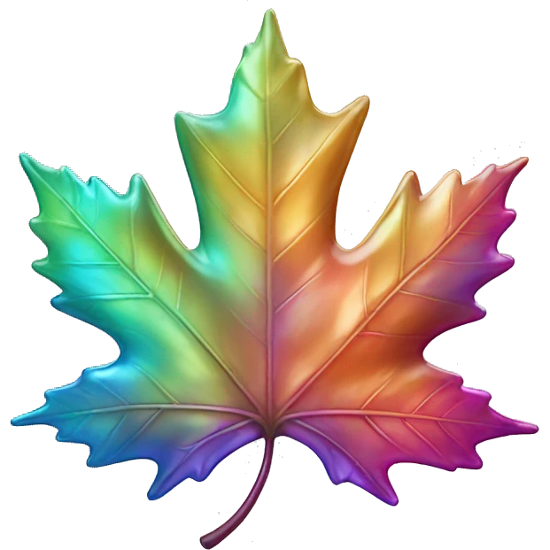 Shiny iridescent maple leaf  emoji