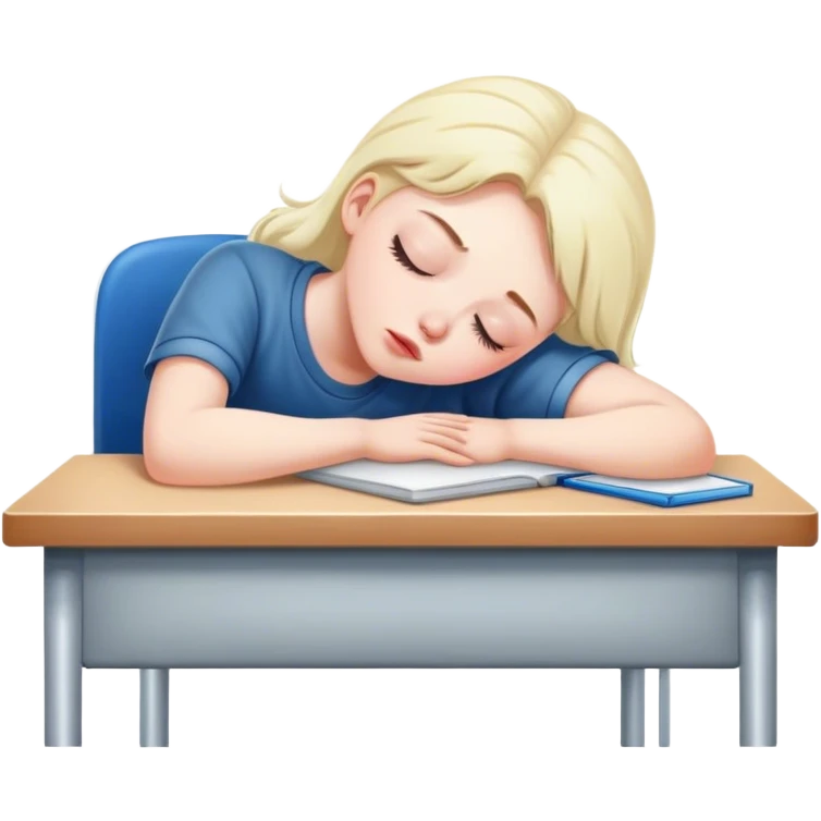 sleepy student on a school desk emoji