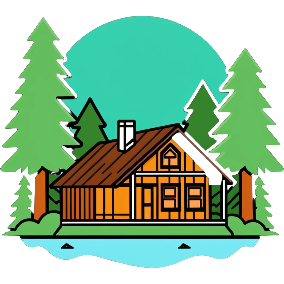 Bon Iver logo with forest and cabin aesthetic emoji