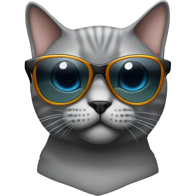 british short hair cat gray with sunglasses emoji