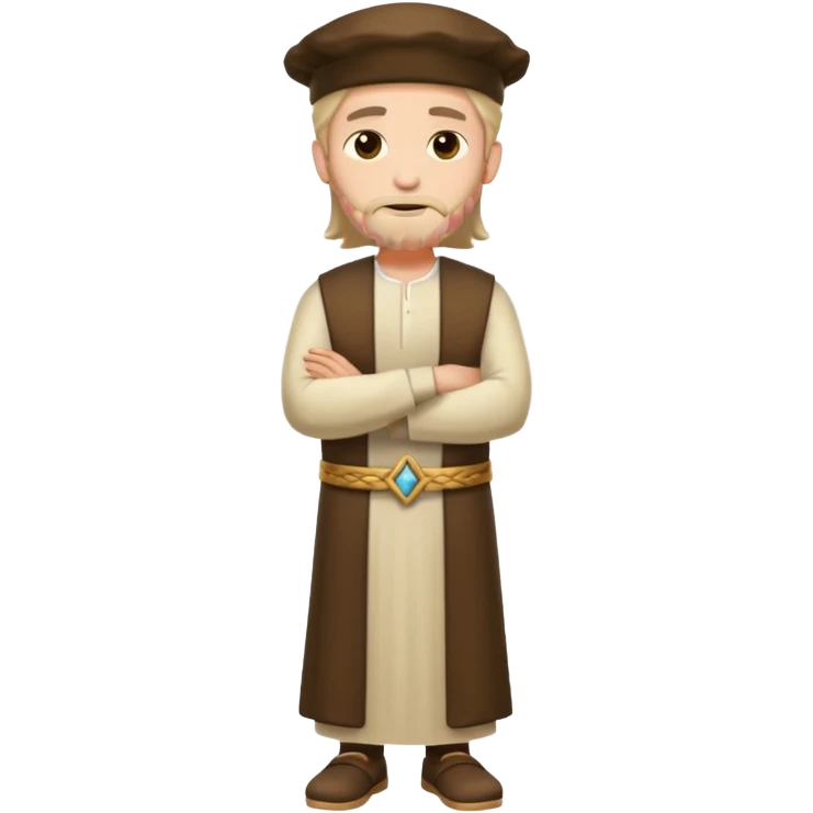 fullbody Pharisee, arms crossed, leaning slightly, ancient Jewish attire, emoji style emoji