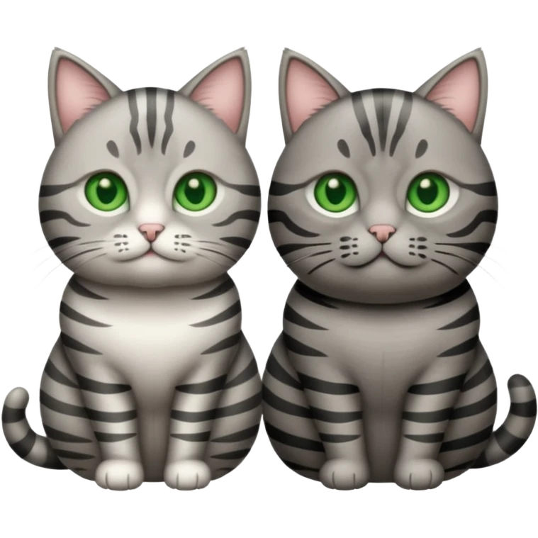 Two grey tabby cats one fat one thin emoji
