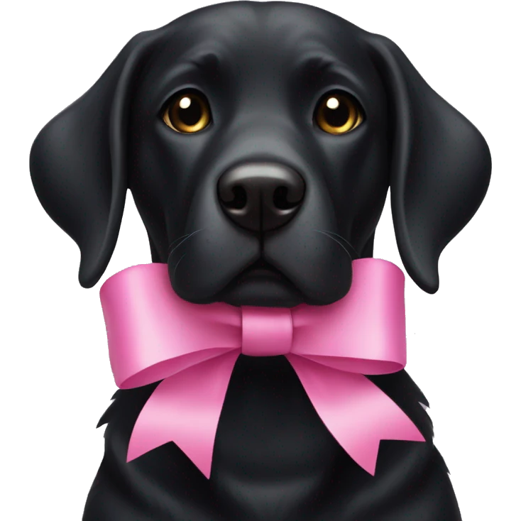 Black Lab dog with a pink bow emoji