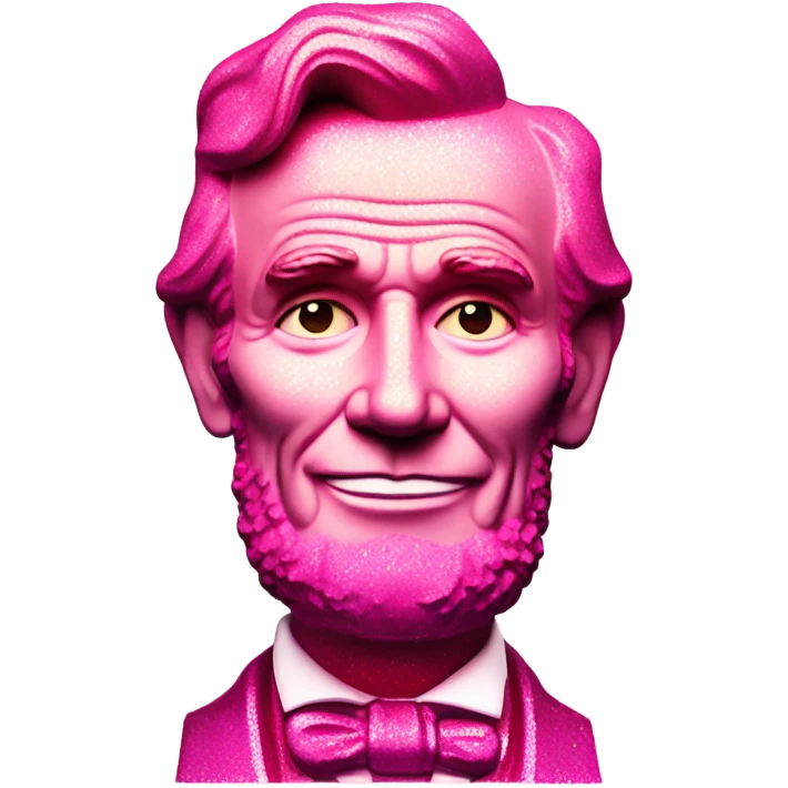 Pink ombre Abraham Lincoln statue smiling with glitter  emoji