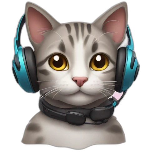 cat with gaming headset emoji