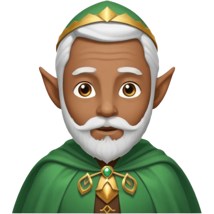 Wise elf with white beard, brown skin and cape emoji