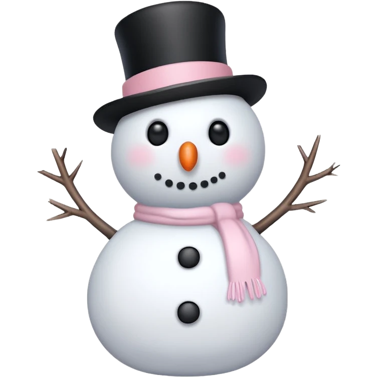 cute white and light pink snowman with black buttons emoji