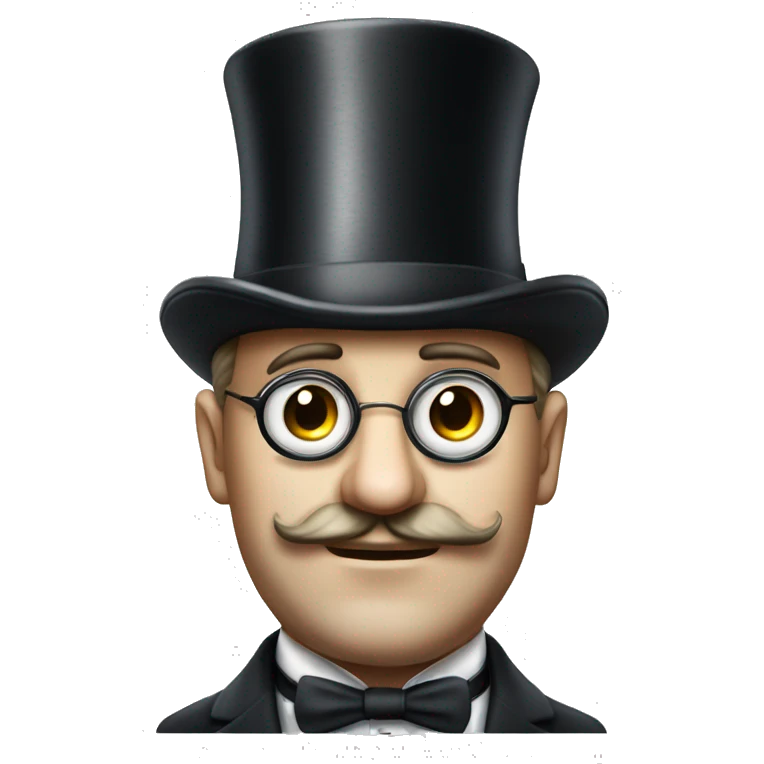Photorealistic serious British gentleman in a monocle and a top hat emoji