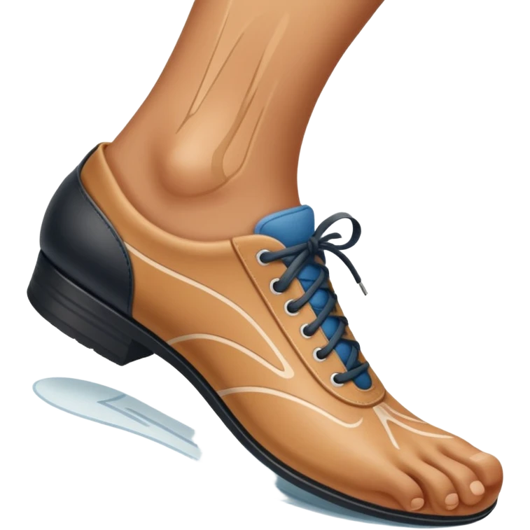 a shoe with a foot inside, stepping and showing a clear shoe print below. and leg with motion line







 emoji