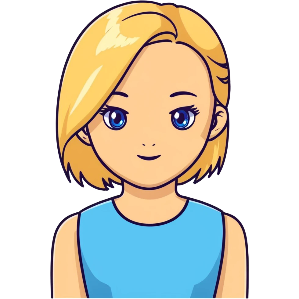 Blonde girl who cant speak and has blue eyes emoji