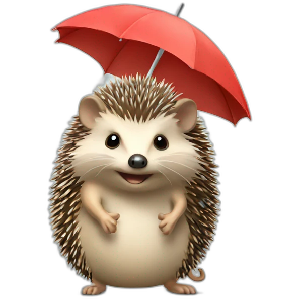 a hedgehog with an umbrella emoji