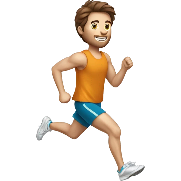 brown hair man running with sport cloths emoji