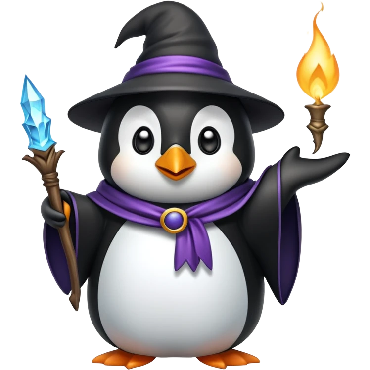 penguin wizard casting a spell emoji