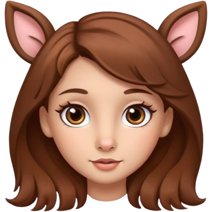 Make a cute girl deer with brown hair and big brown eyes give her cute lashes emoji