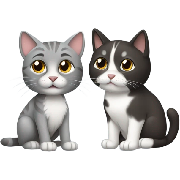 grey cat with boy with medium long black brown hair  emoji