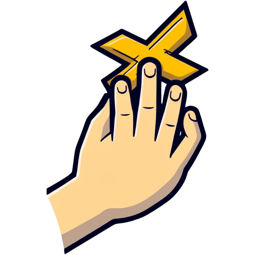 hand holding an X with a shadow effect emoji