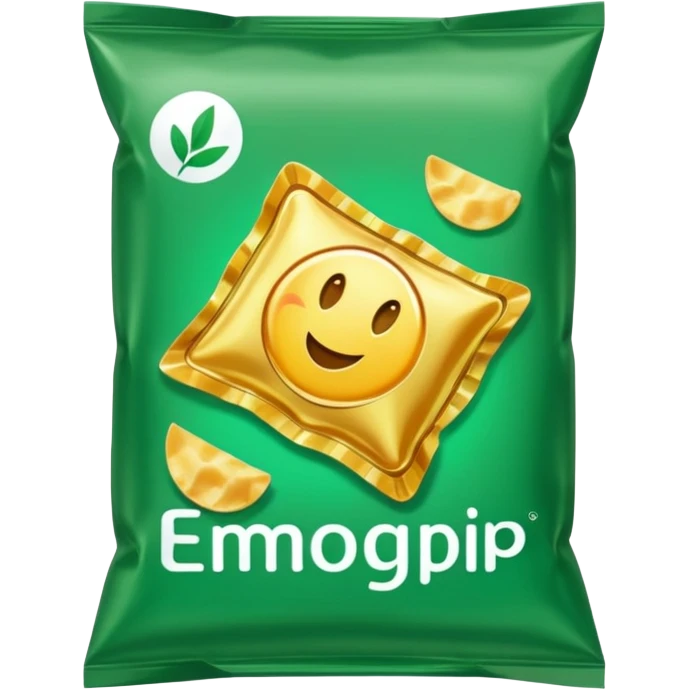 green pacaged chip with a chip image on it without writing emoji