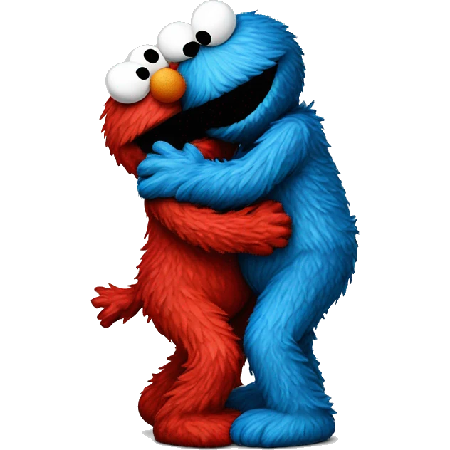 Elmo and Cookie Monster hugging  emoji