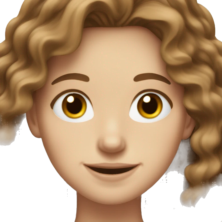 White girl brown wavy hair smiling emoji
