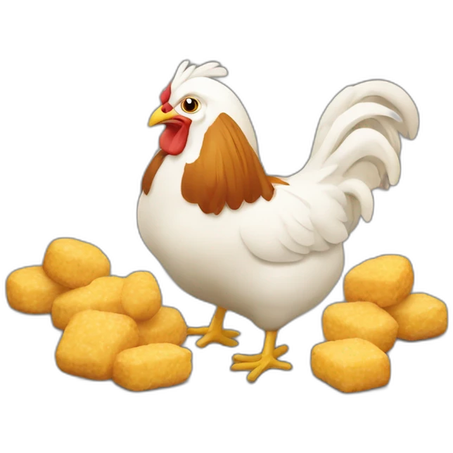 Poule qui mange des nuggets  emoji