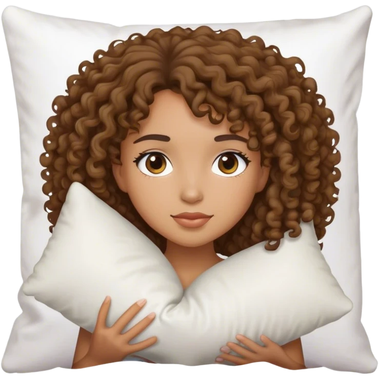 Sleeping on pillow mixed race girl medium curly hair  emoji