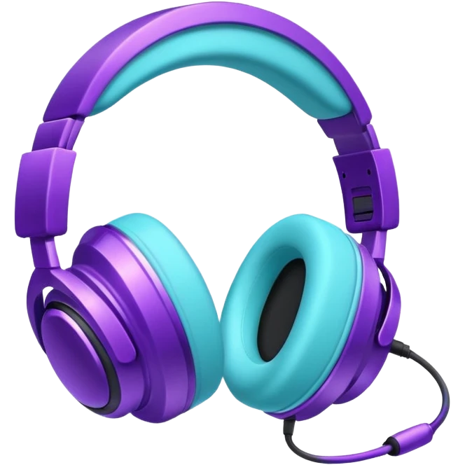 Glitter Purple and Cian headset emoji