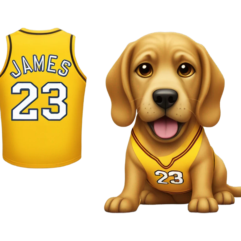 Dog with a LeBron James jersey on emoji
