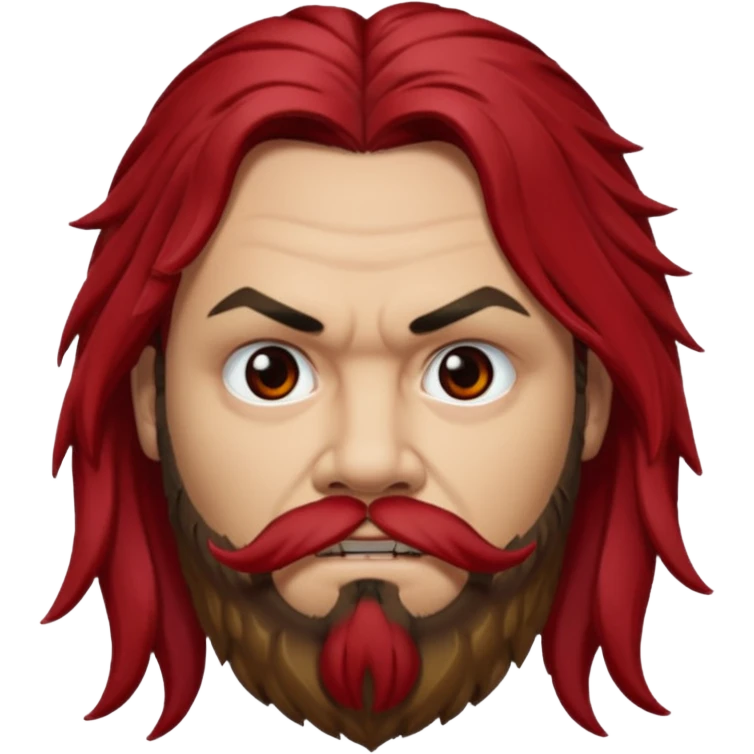 Max Cavalera with dark red long hair, light skin emoji
