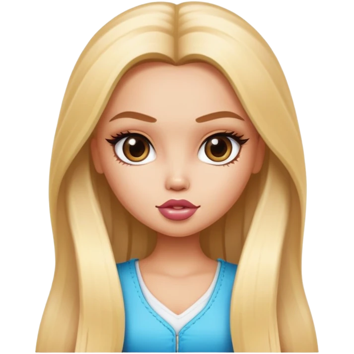 pretty bratz baddie, straight long hair, light skin, blonde hair emoji