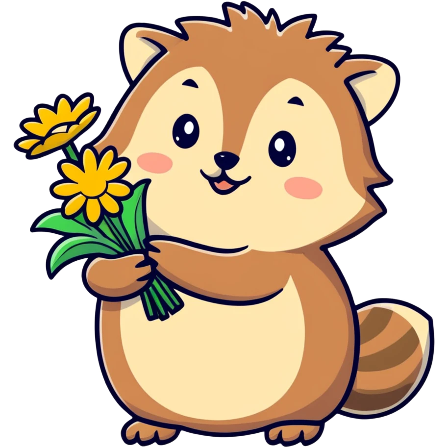 hedgehog holding a bouquet of daisy flowers emoji