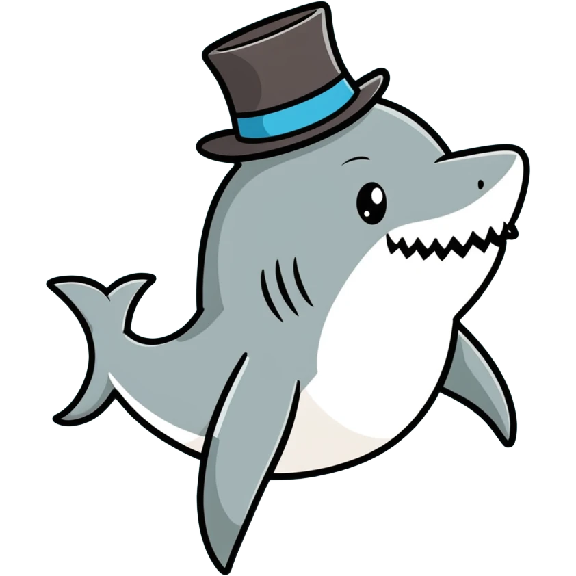 Shark with a top hat emoji