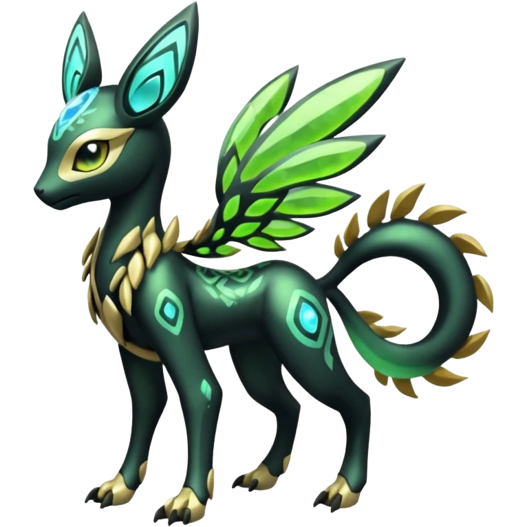  Exotic Futuristc Meloetta-Zygarde-Zeraora-Protogen-Palkia-hybrid-fusion-Fakémon-creature, full body emoji