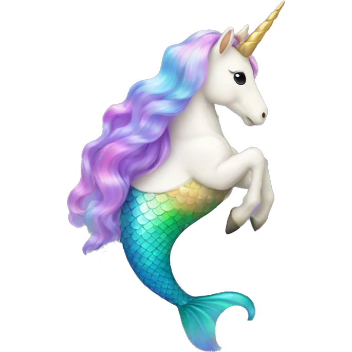 Unicorn with mermaid tail iridescent emoji