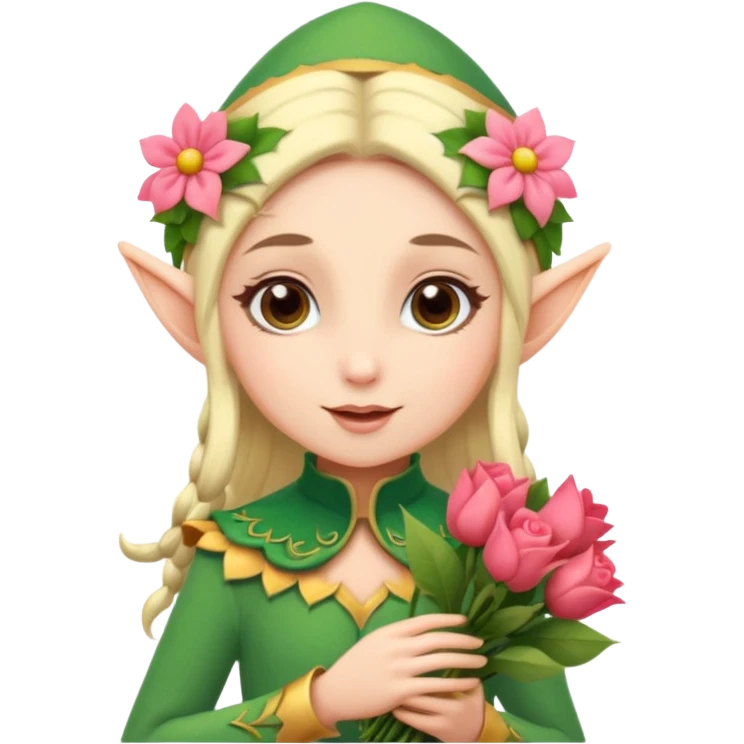 elf woth flower boque emoji