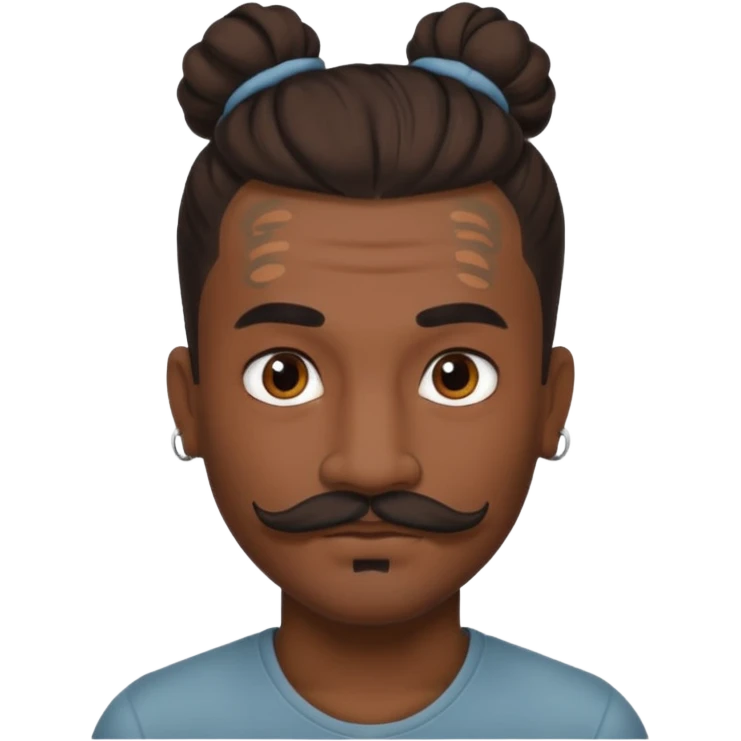 bun hair man and mustache and face tattoos very heavy emoji