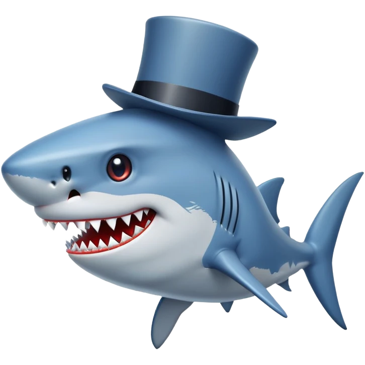 shark with a tophat in the style of pixel art emoji