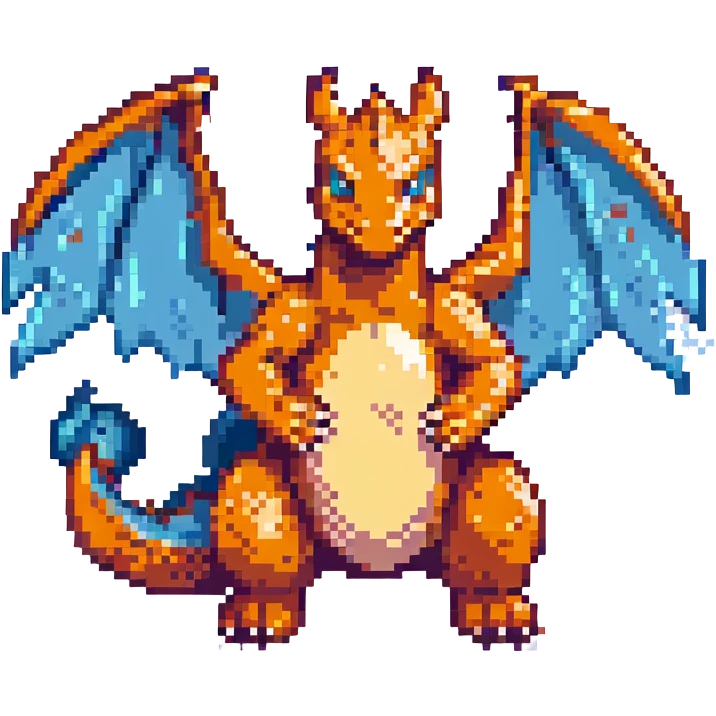 pixel art Charizard, classic Pokémon style emoji