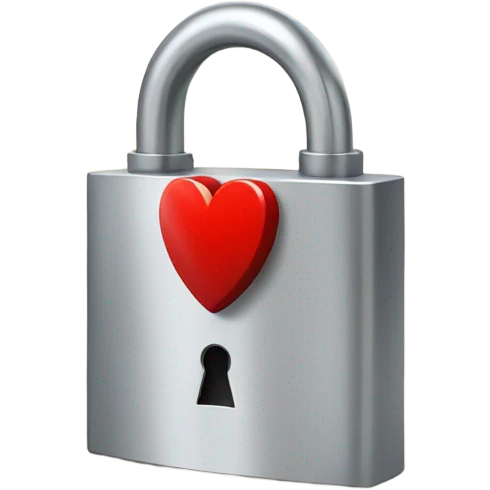 Padlock and red heart emoji