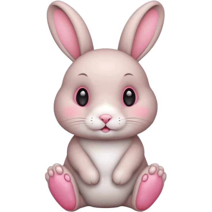 Rabbit in round shape with blushy pink cheeks and button eyes round feet and arms emoji